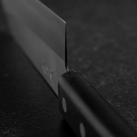 Santoku VG-5 Poliert Schwarzer Westlicher Griff 170mm (Tsuba Nashi)-[Musashi]-[Japan-Küchenmesser]