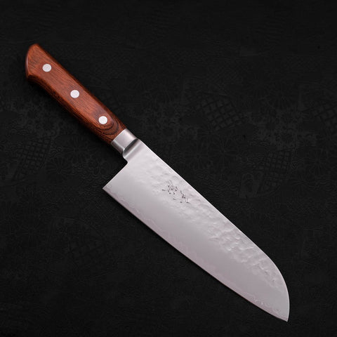 Santoku VG-5 Tsuchime Brauner Westlicher Griff 175mm-[Musashi]-[Japan-Küchenmesser]