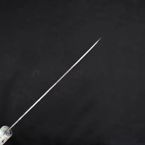 Santoku White Steel #1 Edelstahlummantelung Tsuchime Blau-Weißer-Mix Ozeanplastik Griff 165mm-[Musashi]-[Japan-Küchenmesser]