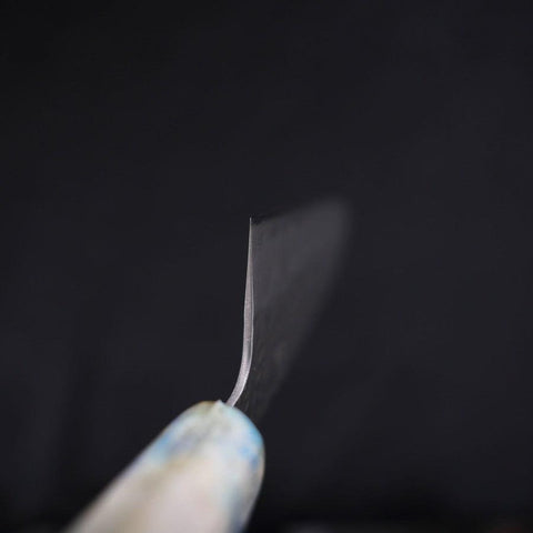 Santoku White Steel #1 Edelstahlummantelung Tsuchime Blau-Weißer-Mix Ozeanplastik Griff 165mm-[Musashi]-[Japan-Küchenmesser]