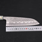 Santoku White Steel #1 Edelstahlummantelung Tsuchime Blau-Weißer-Mix Ozeanplastik Griff 165mm-[Musashi]-[Japan-Küchenmesser]