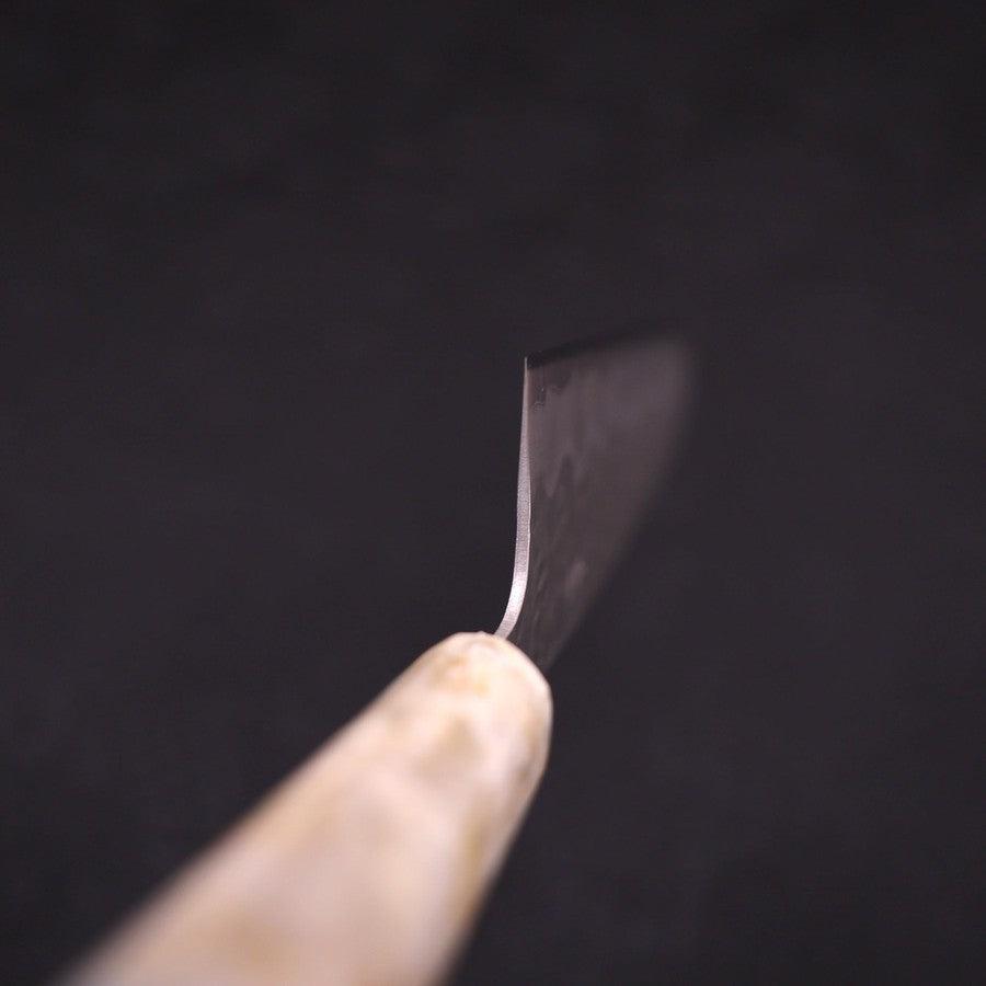 Santoku White Steel #1 Stainless Clad Tsuchime Ocean White Blue Handle 165mm (6.5”)-[Musashi]-[Japanese-Kitchen-Knives]