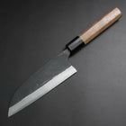 Santoku White Steel #1 Kurouchi Büffelhorn und Walnussholz Griff 165mm-[Musashi]-[Japan-Küchenmesser]