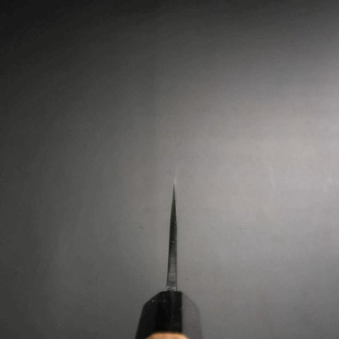 Santoku White Steel #1 Kurouchi Büffelhorn und Walnussholz Griff 165mm-[Musashi]-[Japan-Küchenmesser]