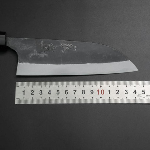 Santoku White Steel #1 Kurouchi Büffelhorn und Walnussholz Griff 165mm-[Musashi]-[Japan-Küchenmesser]