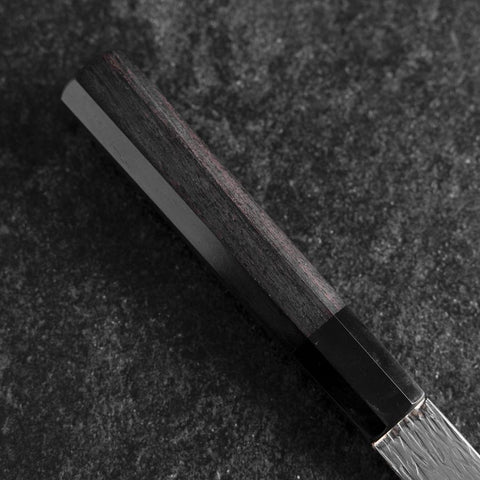Santoku White Steel #1 Kurouchi Tsuchime Buffalo Ebony Handle 170mm (6.7”)-[Musashi]-[Japan-Küchenmesser]