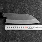 Santoku White Steel #1 Kurouchi Tsuchime Buffalo Ebony Handle 170mm (6.7”)-[Musashi]-[Japan-Küchenmesser]
