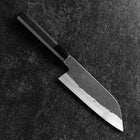 Santoku White Steel #1 Kurouchi Tsuchime Buffalo Ebony Handle 170mm (6.7”)-[Musashi]-[Japan-Küchenmesser]