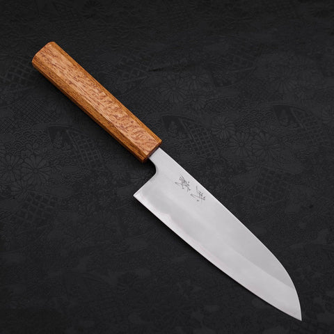 Santoku White Steel #1, Poliert Eiche Griff, 165mm-[Musashi]-[Japan-Küchenmesser]