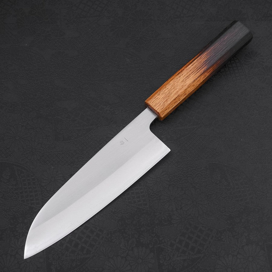 Santoku White Steel #1 Poliert Yaki Urushi Griff 165mm-[Musashi]-[Japan-Küchenmesser]