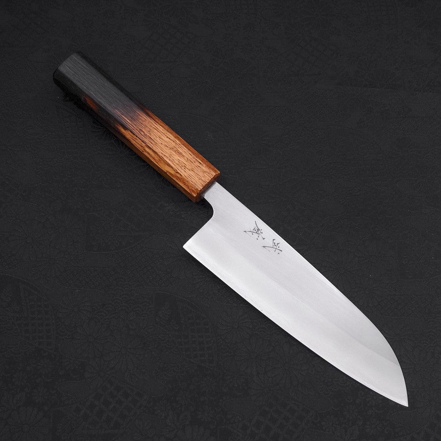 Santoku White Steel #1 Poliert Yaki Urushi Griff 165mm-[Musashi]-[Japan-Küchenmesser]