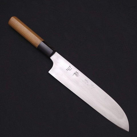 Santoku White Steel #1, Super Poliert Büffelhorn und Magnolie Griff, 180mm-[Musashi]-[Japan-Küchenmesser]