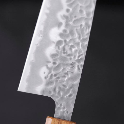 Santoku White Steel #1 Tsuchime Sumi Urushi Griff 165mm-[Musashi]-[Japan-Küchenmesser]