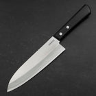 Santoku White Steel #2 Edelstahlummantelung Poliert Schwarzer Westlicher Griff 170mm-[Musashi]-[Japan-Küchenmesser]