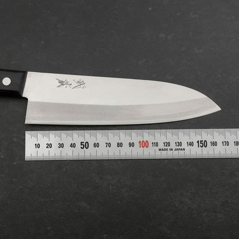 Santoku White Steel #2 Edelstahlummantelung Poliert Schwarzer Westlicher Griff 170mm-[Musashi]-[Japan-Küchenmesser]