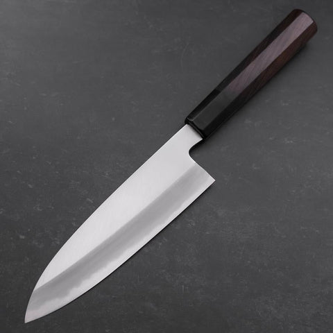 Santoku White Steel #2 Kasumi Chokin Sakura Fuji Buffalo Ebony Handle 180mm (7”)-[Musashi]-[Japan-Küchenmesser]