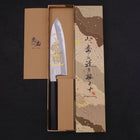 Santoku White Steel #2 Kasumi Chokin "Samurai Im Neumond" Büffelhorn und Ebenholz Griff 180mm-[Musashi]-[Japan-Küchenmesser]