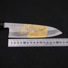 Santoku White Steel #2 Kasumi Chokin "Samurai Im Vollmond" Büffelhorn und Ebenholz Griff 180mm-[Musashi]-[Japan-Küchenmesser]
