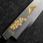 Santoku White Steel #2 Kasumi Einfache Fase Chokin Sakura-Fuji Büffelhorn und Ebenholz Griff 155mm-[Musashi]-[Japan-Küchenmesser]