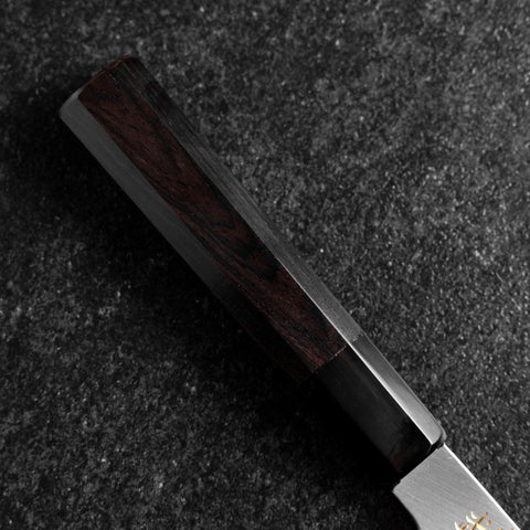 Santoku White Steel #2 Kasumi Einfache Fase Chokin Sakura-Fuji Büffelhorn und Ebenholz Griff 155mm-[Musashi]-[Japan-Küchenmesser]