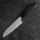 Santoku White Steel #2 Kasumi Einfache Fase Chokin Sakura Fünfstöckige Pagode Büffelhorn und Ebenholz Griff 155mm-[Musashi]-[Japan-Küchenmesser]