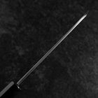 Santoku White Steel #2 Kasumi Einfache Fase Chokin Sakura Fünfstöckige Pagode Büffelhorn und Ebenholz Griff 155mm-[Musashi]-[Japan-Küchenmesser]