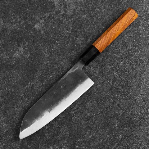 Santoku White Steel #2 Kurouchi Büffelhorn und Bubinga Griff 165mm-[Musashi]-[Japan-Küchenmesser]
