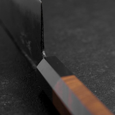 Santoku White Steel #2 Kurouchi Büffelhorn und Bubinga Griff 165mm-[Musashi]-[Japan-Küchenmesser]