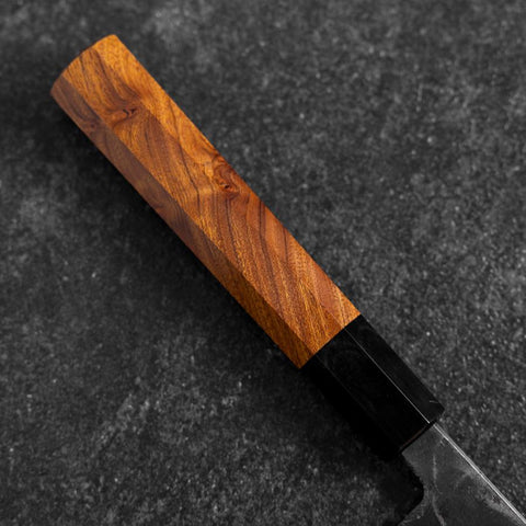 Santoku White Steel #2 Kurouchi Büffelhorn und Bubinga Griff 165mm-[Musashi]-[Japan-Küchenmesser]
