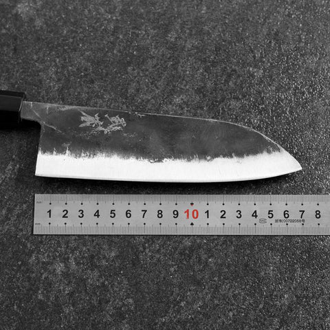Santoku White Steel #2 Kurouchi Büffelhorn und Bubinga Griff 165mm-[Musashi]-[Japan-Küchenmesser]