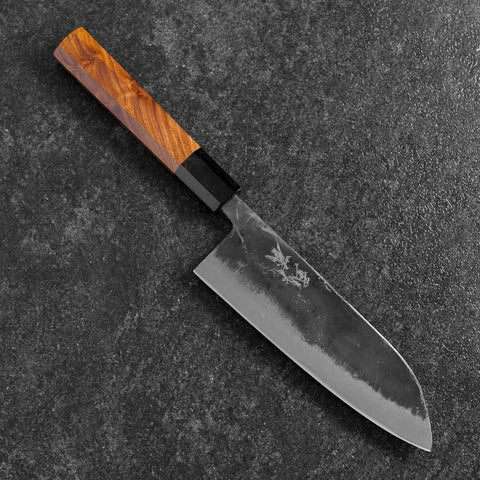 Santoku White Steel #2 Kurouchi Büffelhorn und Bubinga Griff 165mm-[Musashi]-[Japan-Küchenmesser]