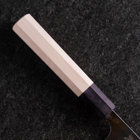 Santoku White Steel #2 Kurouchi Büffelhorn und Magnolienholz Griff 165mm-[Musashi]-[Japan-Küchenmesser]