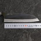 Santoku White Steel #2 Kurouchi Büffelhorn und Magnolienholz Griff 165mm-[Musashi]-[Japan-Küchenmesser]