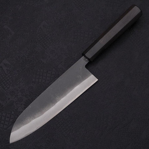 Santoku White Steel #2 Kurouchi Chokin "Bijin-Ga In Ukiyo-E" Büffelhorn und Ebenholz Griff 170mm-[Musashi]-[Japan-Küchenmesser]