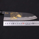 Santoku White Steel #2 Kurouchi Chokin "Bijin-Ga In Ukiyo-E" Büffelhorn und Ebenholz Griff 170mm-[Musashi]-[Japan-Küchenmesser]