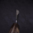Santoku White Steel #2 Kurouchi Chokin "Samurai Im Neumond" Büffelhorn und Ebenholz Griff 170mm-[Musashi]-[Japan-Küchenmesser]