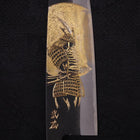 Santoku White Steel #2 Kurouchi Chokin "Samurai Im Vollmond" Büffelhorn und Ebenholz Griff 170mm-[Musashi]-[Japan-Küchenmesser]