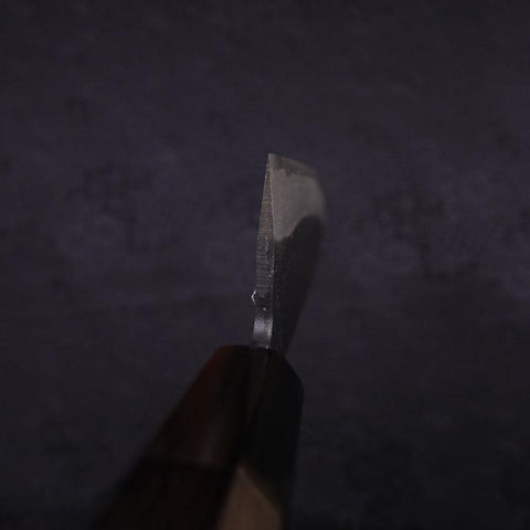 Santoku White Steel #2 Kurouchi Chokin "Samurai Im Vollmond" Büffelhorn und Ebenholz Griff 170mm-[Musashi]-[Japan-Küchenmesser]