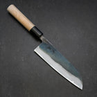 Santoku White Steel #2 Kurouchi Damast Büffelhorn und Magnolienholz Griff 165mm-[Musashi]-[Japan-Küchenmesser]
