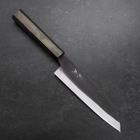 Santoku White Steel #2 Kurouchi Grüner Urushi Griff 165mm-[Musashi]-[Japan-Küchenmesser]