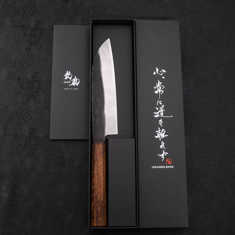 Santoku White Steel #2 Kurouchi Sumi Urushi Griff 165mm-[Musashi]-[Japan-Küchenmesser]