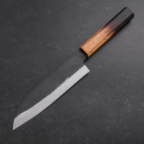 Santoku White Steel #2 Kurouchi Yaki Urushi Griff 165mm-[Musashi]-[Japan-Küchenmesser]