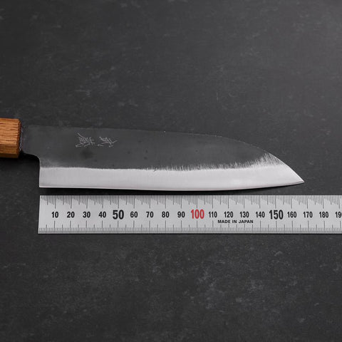 Santoku White Steel #2 Kurouchi Yaki Urushi Griff 165mm-[Musashi]-[Japan-Küchenmesser]