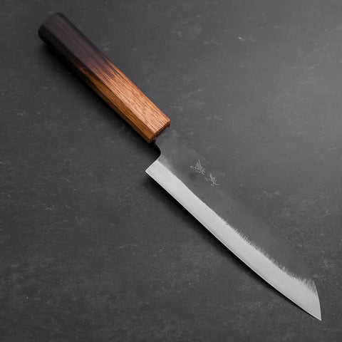 Santoku White Steel #2 Kurouchi Yaki Urushi Griff 165mm-[Musashi]-[Japan-Küchenmesser]