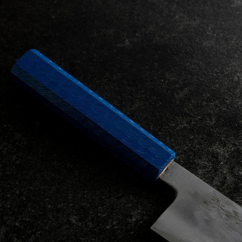 Santoku White Steel #2 Poliert Blauer Urushi Griff 165mm-[Musashi]-[Japan-Küchenmesser]