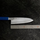 Santoku White Steel #2 Poliert Blauer Urushi Griff 165mm-[Musashi]-[Japan-Küchenmesser]