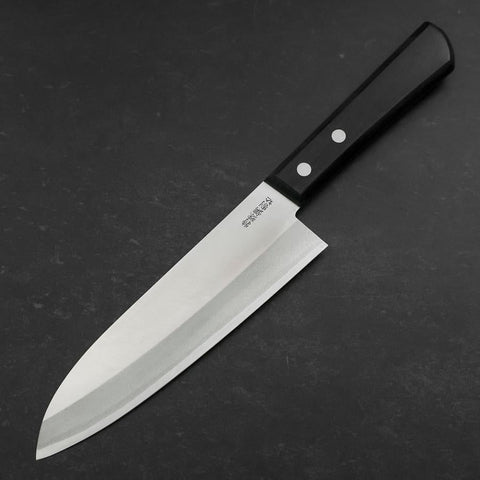 Santoku White Steel #2 Stainless Clad Polished Western Black Handle 170mm (6.7”)-[Musashi]-[Japan-Küchenmesser]