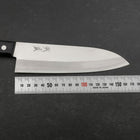 Santoku White Steel #2 Stainless Clad Polished Western Black Handle 170mm (6.7”)-[Musashi]-[Japan-Küchenmesser]