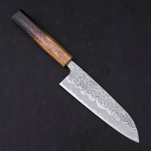 Santoku White Steel #2, Tsuchime Sumi Urushi Griff, 165mm-[Musashi]-[Japan-Küchenmesser]