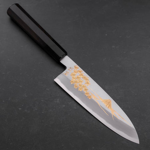 Santoku White steel #2 Kasumi Chokin Sakura Fuji Büffelhorn und Ebenholz Griff 180mm-[Musashi]-[Japan-Küchenmesser]